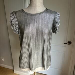 Nicole Miller Metallic Flutter-Sleeve Top